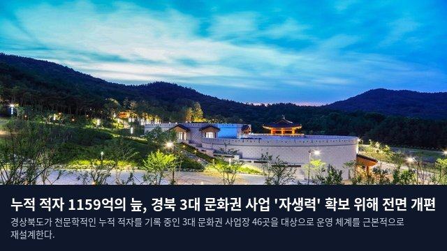 누적 적자 1159억의 늪, 경북 3대 문화권 사업 '자생력' 확보 위해 전면 개편