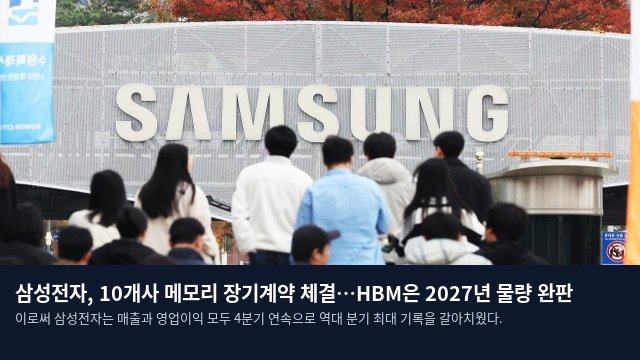 삼성전자, 10개사 메모리 장기계약 체결…HBM은 2027년 물량 완판