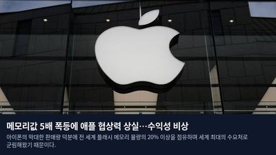 메모리값 5배 폭등에 애플 협상력 상실…수익성 비상