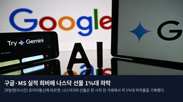 구글·MS 실적 희비에 나스닥 선물 1%대 하락