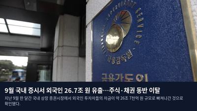 9월 국내 증시서 외국인 26.7조 원 유출…주식·채권 동반 이탈