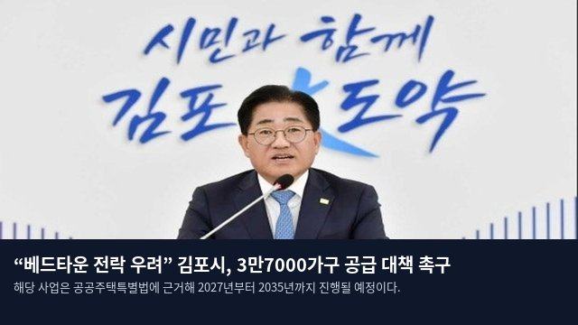 “베드타운 전락 우려” 김포시, 3만7000가구 공급 대책 촉구