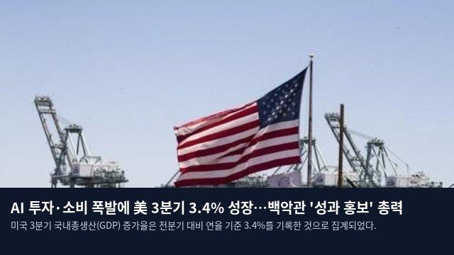 AI 투자·소비 폭발에 美 3분기 3.4% 성장…백악관 '성과 홍보' 총력