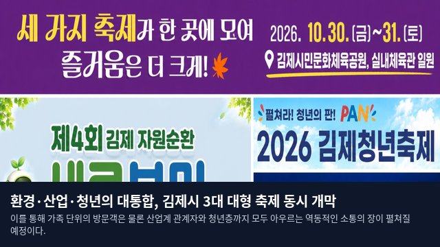 환경·산업·청년의 대통합, 김제시 3대 대형 축제 동시 개막