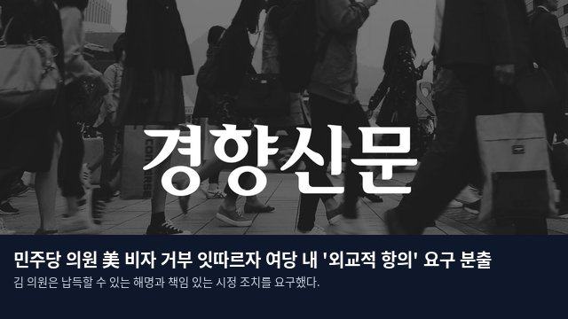 민주당 의원 美 비자 거부 잇따르자 여당 내 '외교적 항의' 요구 분출