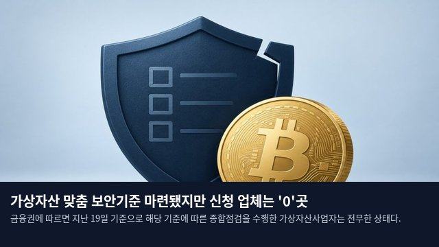 가상자산 맞춤 보안기준 마련됐지만 신청 업체는 '0'곳
