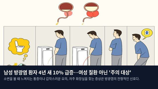 남성 방광염 환자 4년 새 10% 급증…여성 질환 아닌 '주의 대상'