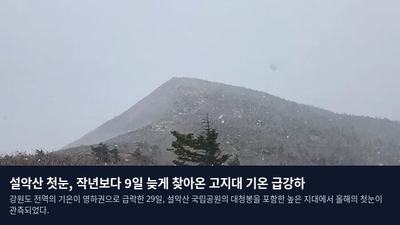 설악산 첫눈, 작년보다 9일 늦게 찾아온 고지대 기온 급강하