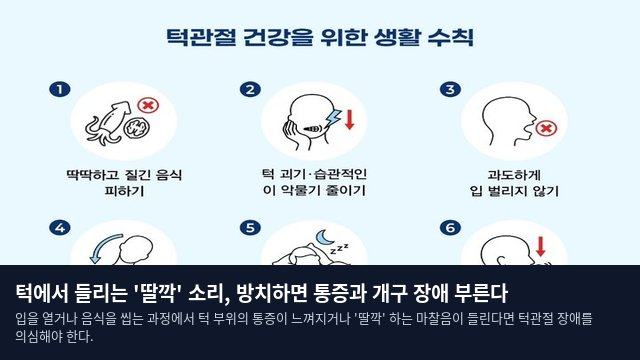 턱에서 들리는 '딸깍' 소리, 방치하면 통증과 개구 장애 부른다