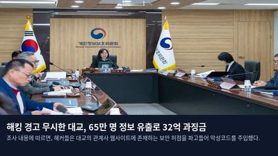 해킹 경고 무시한 대교, 65만 명 정보 유출로 32억 과징금