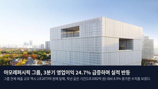 아모레퍼시픽 그룹, 3분기 영업이익 24.7% 급증하며 실적 반등