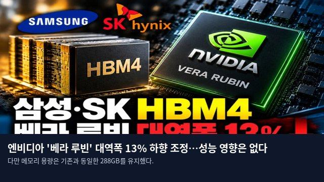 엔비디아 '베라 루빈' 대역폭 13% 하향 조정…성능 영향은 없다