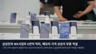 삼성전자 MX사업부 6천억 적자, 메모리 가격 상승이 부른 역설