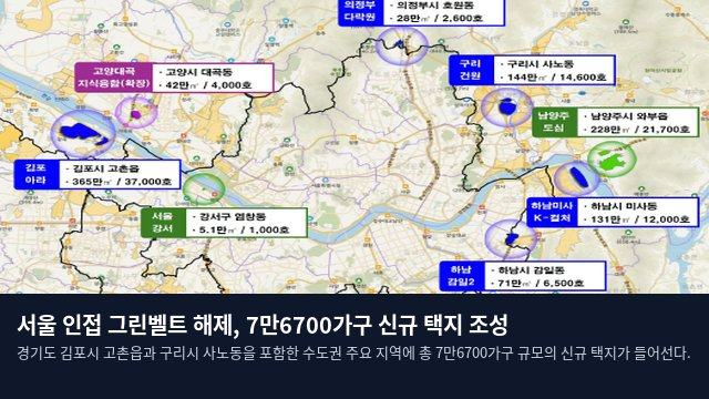 서울 인접 그린벨트 해제, 7만6700가구 신규 택지 조성