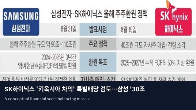 SK하이닉스 '키옥시아 차익' 특별배당 검토…삼성 '30조 배당' 주목
