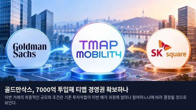 골드만삭스, 7000억 투입해 티맵 경영권 확보하나