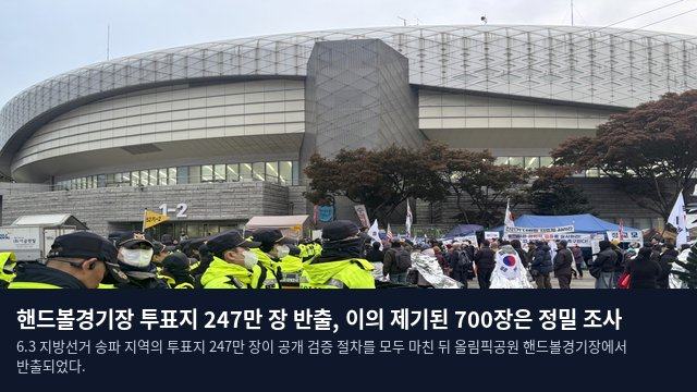 핸드볼경기장 투표지 247만 장 반출, 이의 제기된 700장은 정밀 조사